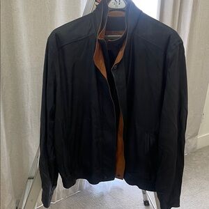 Johnston & Murphy Tan and Black Leather Jacket